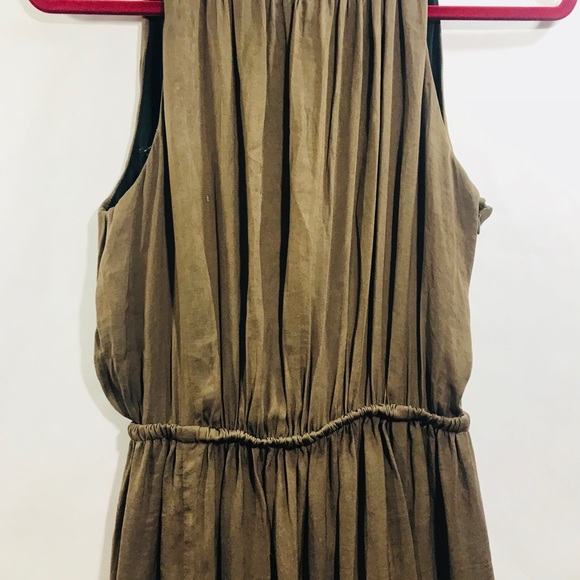 Zara light brown black lining slit long dress - Picture 5 of 8